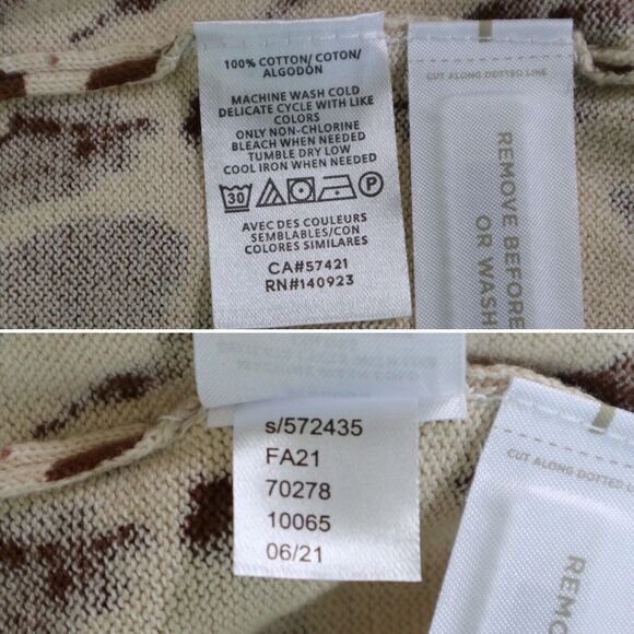 Ann Taylor Size L Cotton Animal Print Ann Cardigan Warm Rosewood - Picture 10 of 10